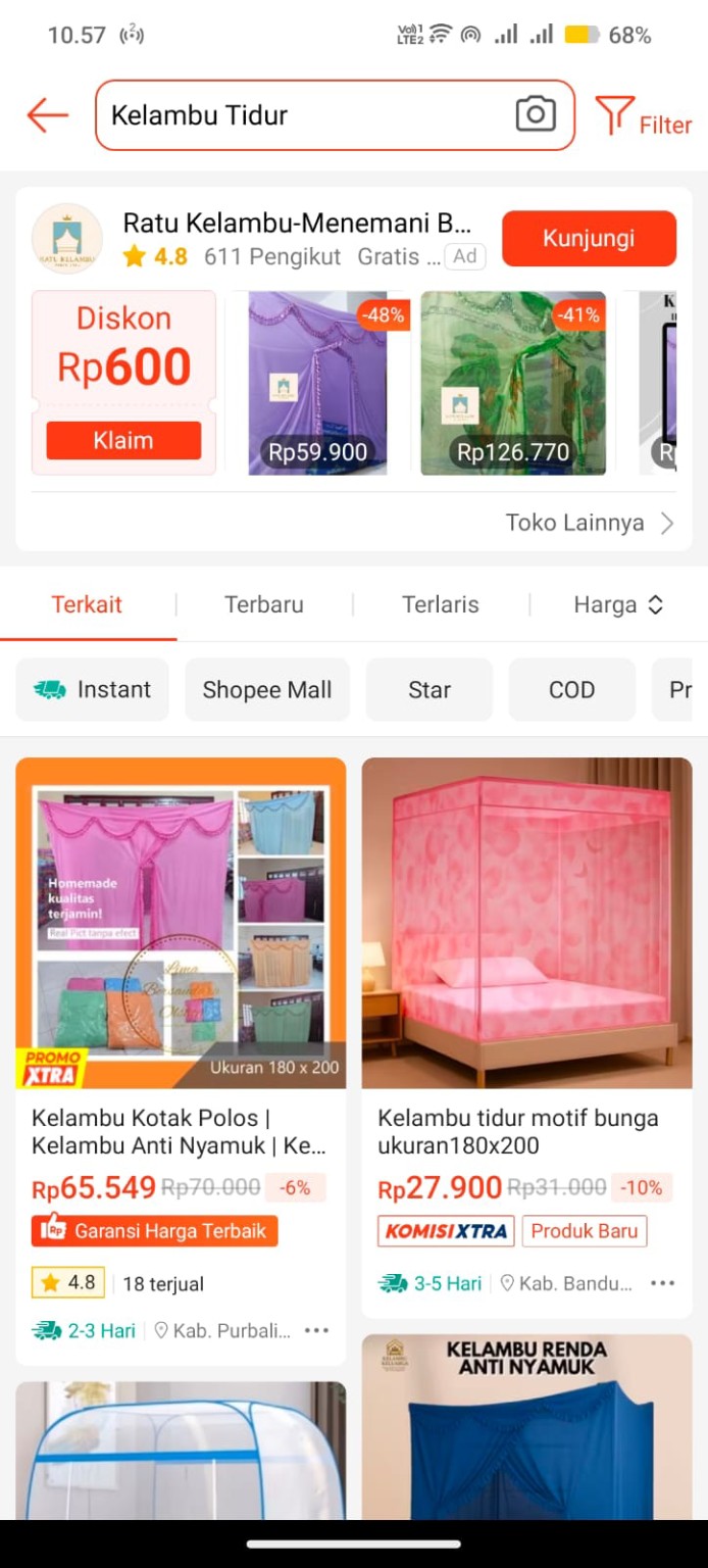 Etalase Ratu Kelambu sebelum pembaruan visual